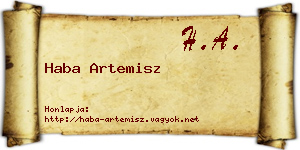 Haba Artemisz névjegykártya